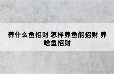 养什么鱼招财 怎样养鱼能招财 养啥鱼招财